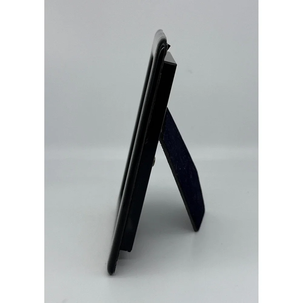 VTG Black and Gold Inlay Picture Frame Tabletop for 3x5 Photo Glass 1980s